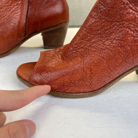Matisse Folk Brick Red Leather Peep Toe Booties Boots Shoes Lulus Size 8M - Picture 8 of 16